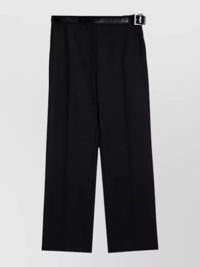 Prada Belted Waist Trousers Wide Leg Design In Black