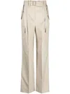 Prada Belted Wide-leg Trousers In Nude