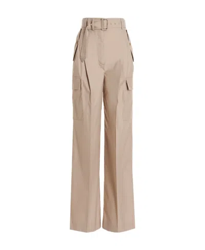 Prada Belted Wide-leg Trousers In Nude
