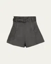 Prada Pinstriped Wool Shorts In Ferro