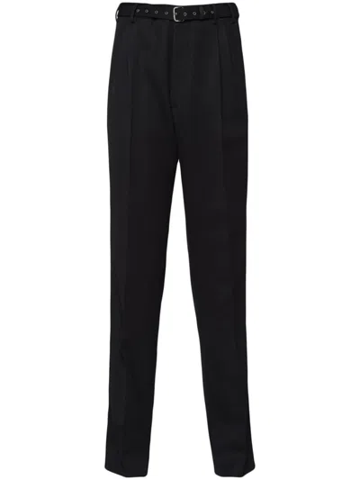 Prada Belted Wool Straight-leg Trousers In Multi