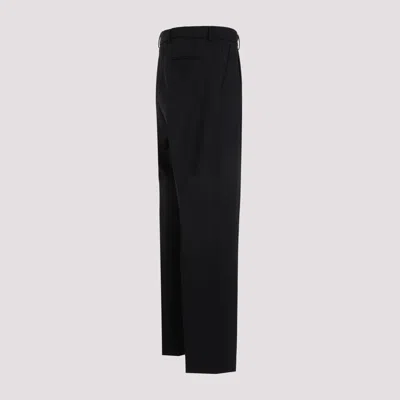 Prada Belted Wool Straight-leg Trousers In Black