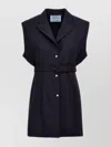 Prada Wool Vest With Belted Waist And Notched Lapels