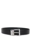 Prada Adjustable Silver-tone Buckle Smooth Finish Belt In Black