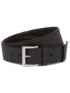 Prada Men Cintura In Pelle Saffiano Con Triangolo Logo In Black