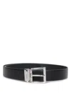 Prada Adjustable Silver-tone Buckle Smooth Finish Belt In Black