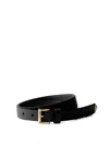 Prada Textured Saffiano Leather Belt With Enamel Triangle Logo In Black