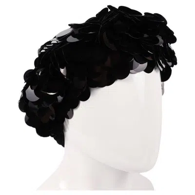 Pre-owned Prada Beret With Sequins. Italy. Silk + Viscose. In Black