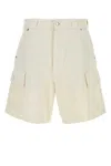 Prada Men White Denim Bermuda Shorts In Neutral
