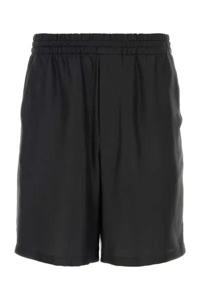 Prada Elastic Waistband Twill Bermuda Shorts In Black
