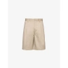 Prada Mens Neutral Bermuda Brand-plaque Cotton Shorts In Neutral