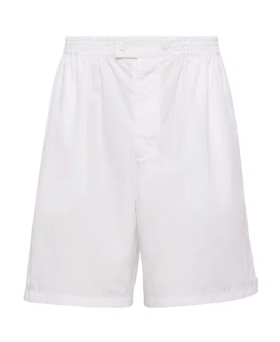 Prada Bermuda Loose Waist Shorts In White