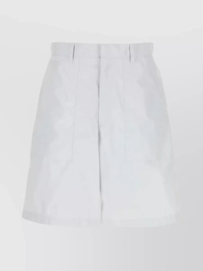 Prada Pleated Waist Shorts With Back Pockets In White