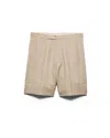 Prada Cotton Bermudas In Neutral