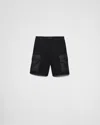 Prada Cotton Bermudas In Black/black