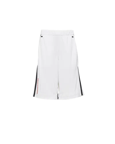 Prada Piqué Bermudas With Tape Seams In White
