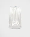 Prada Satin Embroidered Skirt In White