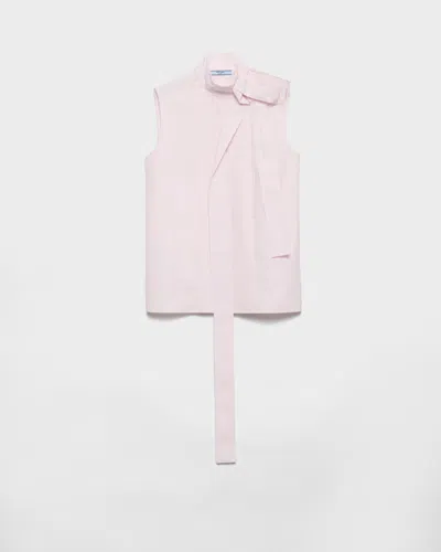 Prada Embroidered Poplin Top In Pink