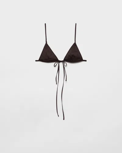 Prada Bh Aus Stretch-popeline In Brown