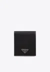 Prada Bi-fold Logo Re-nylon Wallet In Black