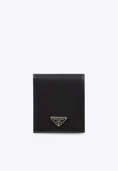 PRADA BI-FOLD LOGO RE-NYLON WALLET