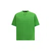 Prada Green Solid Crew Neck T-shirt In Green