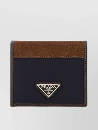 PRADA BICOLOR FABRIC AND SUEDE WALLET