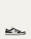 Prada Downtown Sneaker Aus Perforiertem Leder In White/black