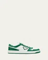 Prada Mens White Downtown Brand-plaque Leather Low-top Trainers In Multi