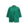 Prada Bicolor Polyethylene Biker Jacket In Green