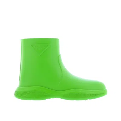 Prada Bicolor Rubber Rain Boots In Green
