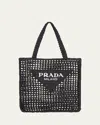 Prada Womens Black Logo-embellished Crochet Viscose Tote Bag In Black
