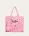 Prada Bicolor Woven Logo Shopper Tote Bag In Black