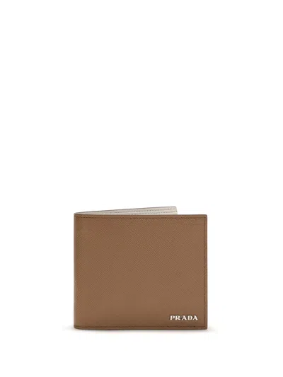 Prada Bifold Calf Leather Wallet In Brown