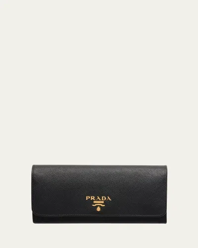 Prada Bifold Flap Leather Long Wallet