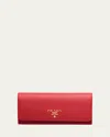 Prada Bifold Flap Leather Long Wallet In F068z Fuoco