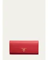 Prada Bifold Flap Leather Long Wallet In Red