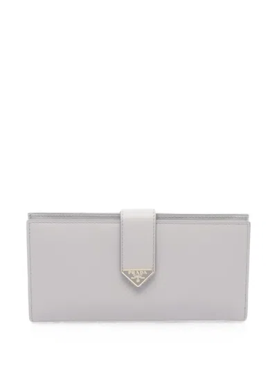 Pre-owned Prada Bi-fold Leather Wallet In Grey