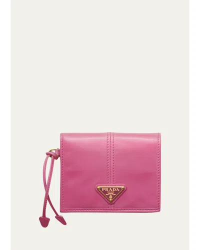 Prada Bifold Soft Leather Wallet In Peonia