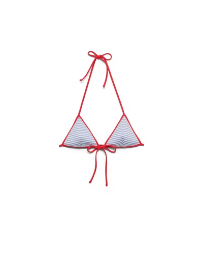 Prada Interlock Jersey Bikini Top In Blue