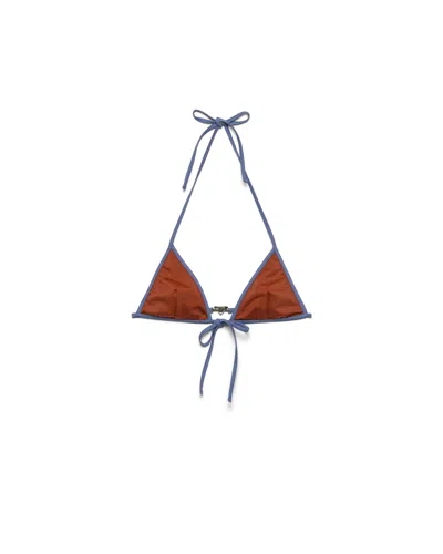 Prada Jersey Bikini Top In Brown