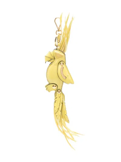 Prada Flying Bird Shaped Key Chain In Lemon Yellow
