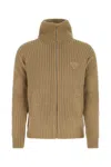 Prada Textured Alpaca Turtleneck Cardigan