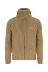 Prada Textured Alpaca Turtleneck Cardigan In F0040