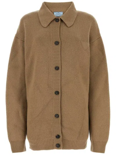 PRADA BISCUIT CASHMERE CARDIGAN