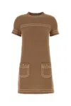 Prada Biscuit Cashmere Mini Dress In Brown