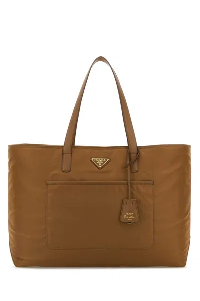 Prada Biscuit Re-nylon Large Re-edition 1978 Shopping Bag In Brown