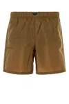 Prada Recycled Nylon Swim Shorts Pocket In Brown