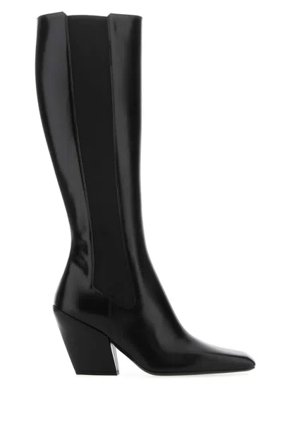 PRADA PRADA BLACK LEATHER BOOTS