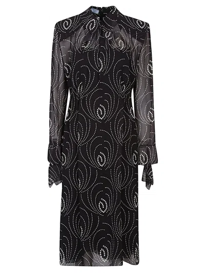 Prada Crystal-embellished Georgette Midi Dress In Black